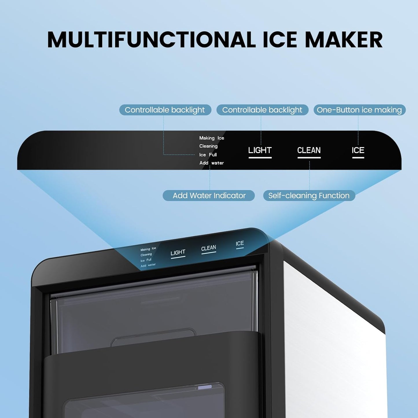 Countertop Nugget Ice Maker, Fast Quiet Self-Cleaning, Portable Compact Design