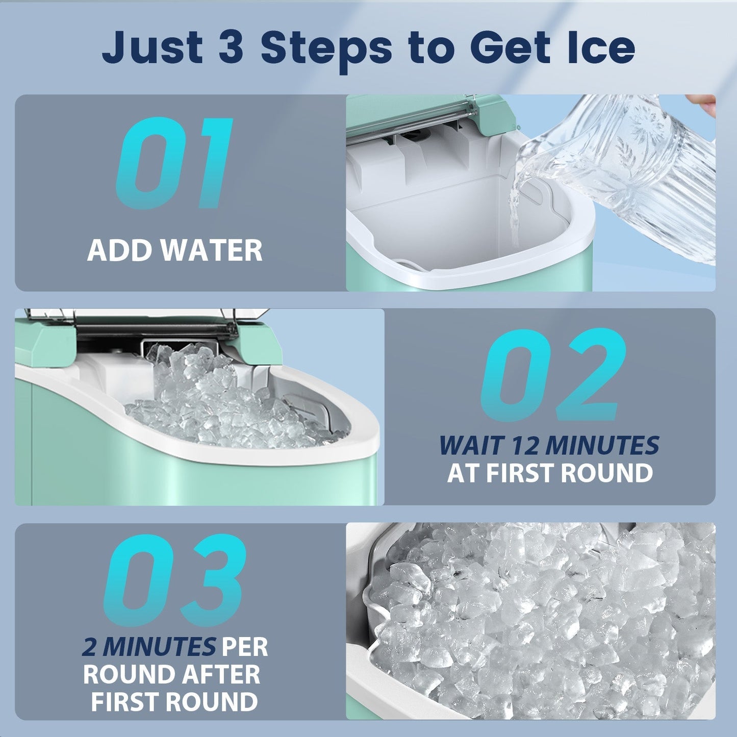 Compact Countertop Nugget Ice Maker, Portable Pebble Ice Machine, Soft Chewable Ice