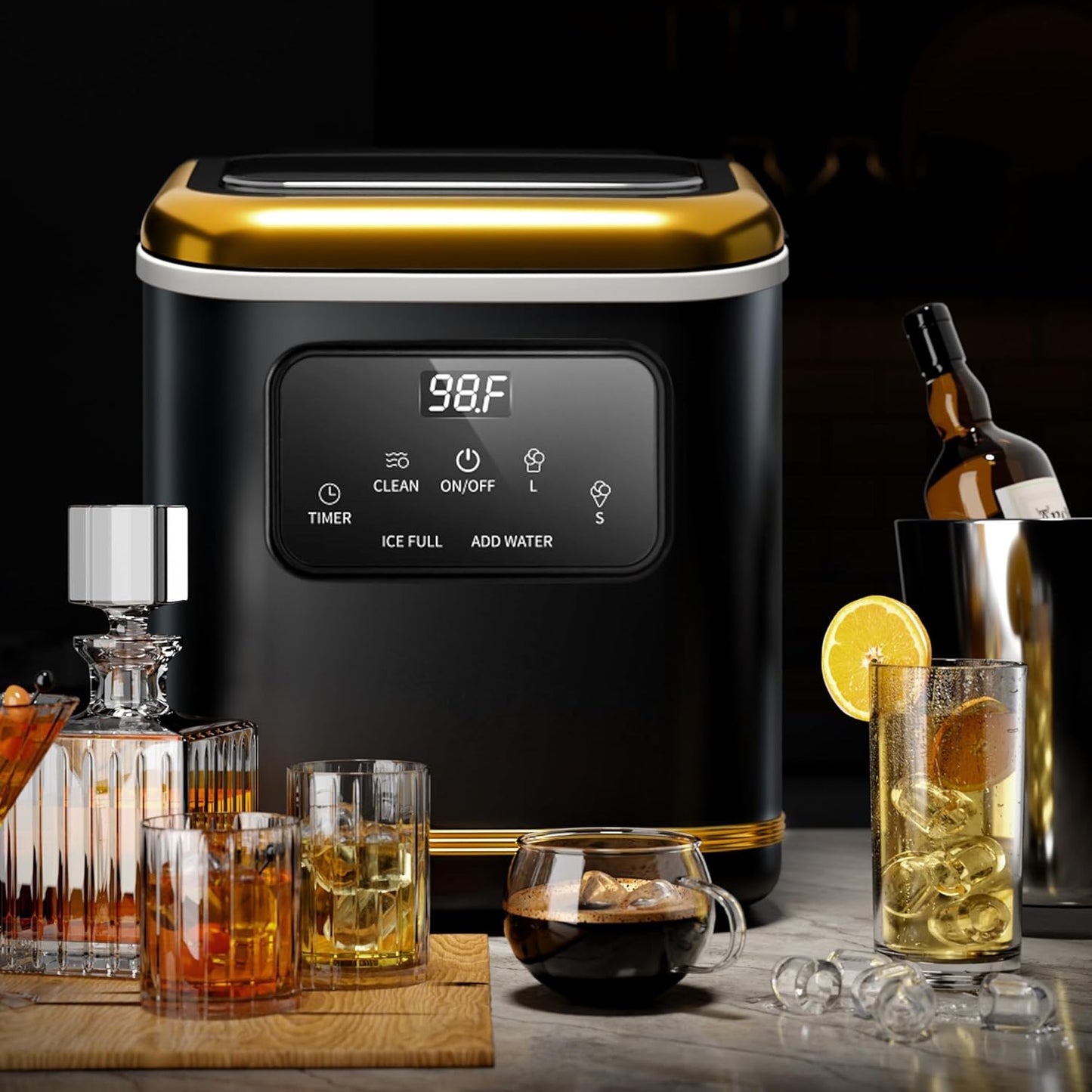 Rapid Countertop Ice Maker: 9 Bullet Cubes in Minutes, Portable & Efficient