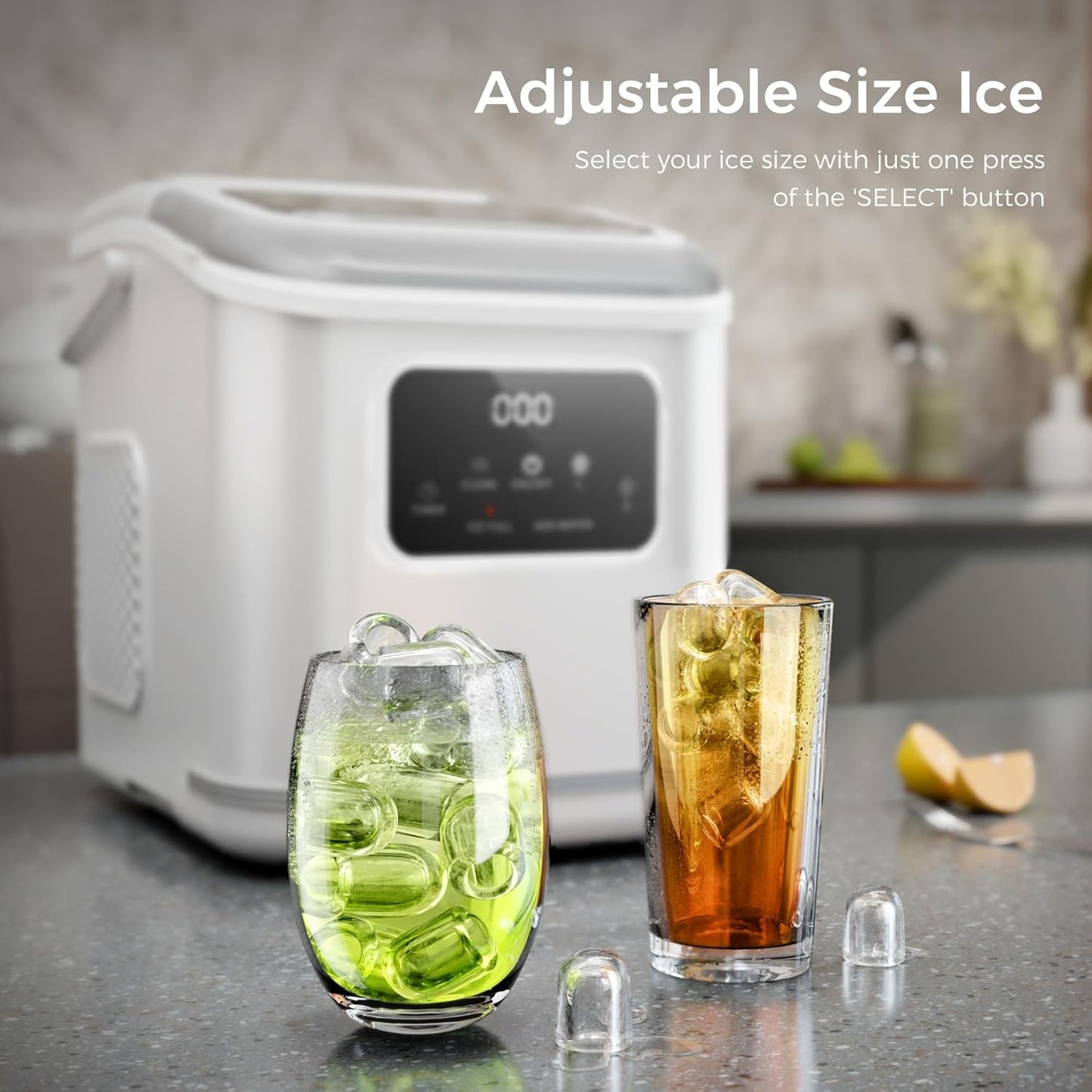Rapid Countertop Ice Maker: 9 Bullet Cubes in Minutes, Portable & Efficient
