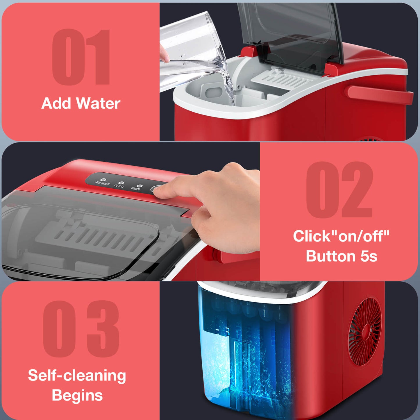 Efficient Countertop Ice Maker: Fast 26 Lbs Daily Production Portable Cube Machine