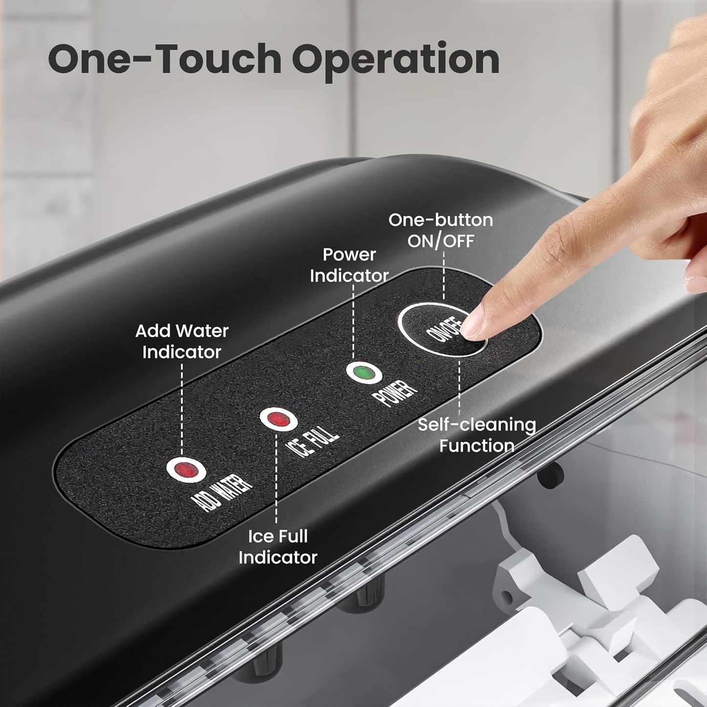 Efficient Countertop Ice Maker: Fast 26 Lbs Daily Production Portable Cube Machine