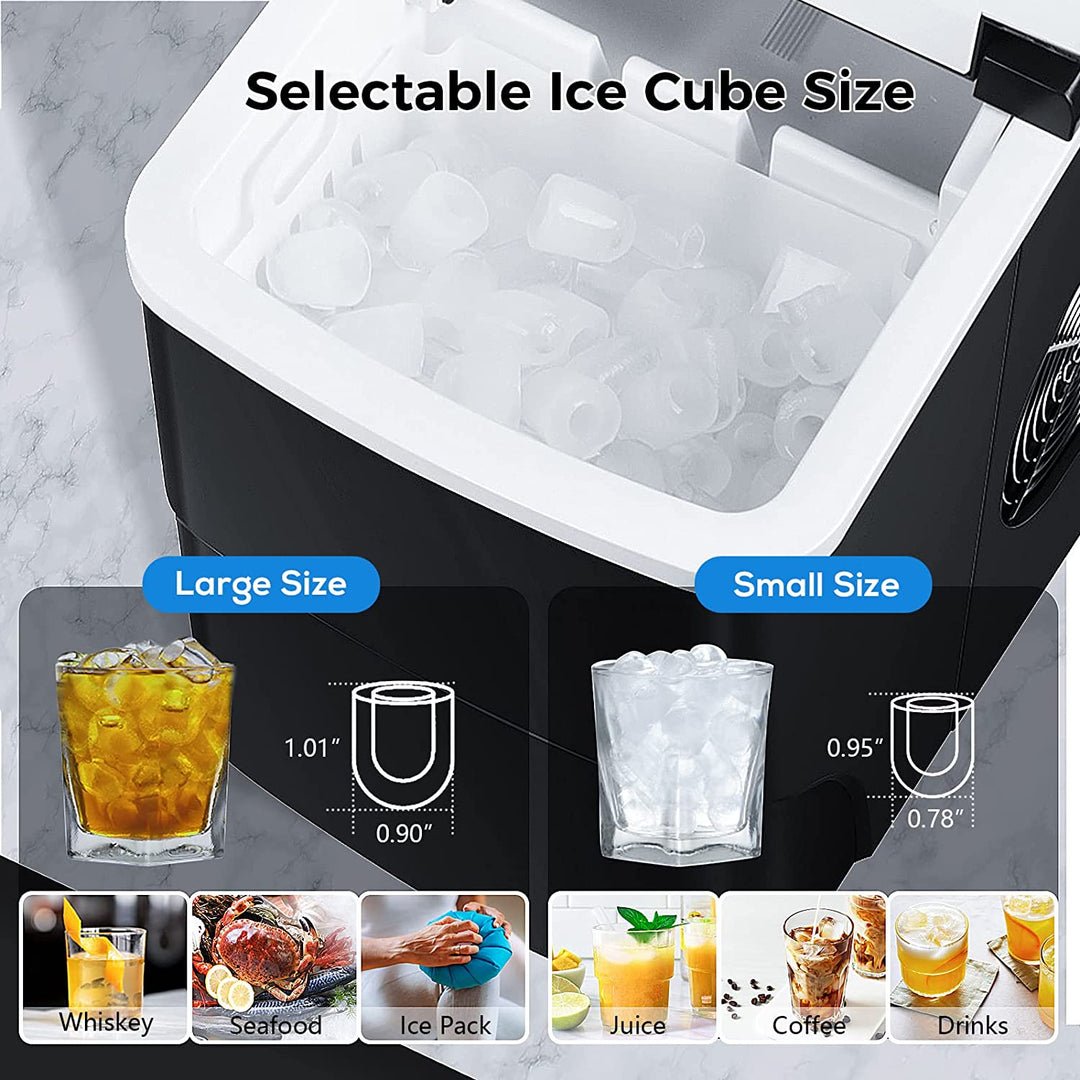 Efficient Countertop Ice Maker: Fast 26 Lbs Daily Production Portable Cube Machine