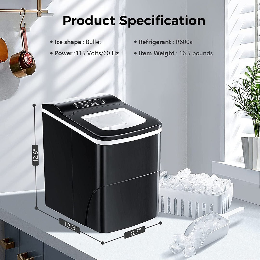 Efficient Countertop Ice Maker: Fast 26 Lbs Daily Production Portable Cube Machine