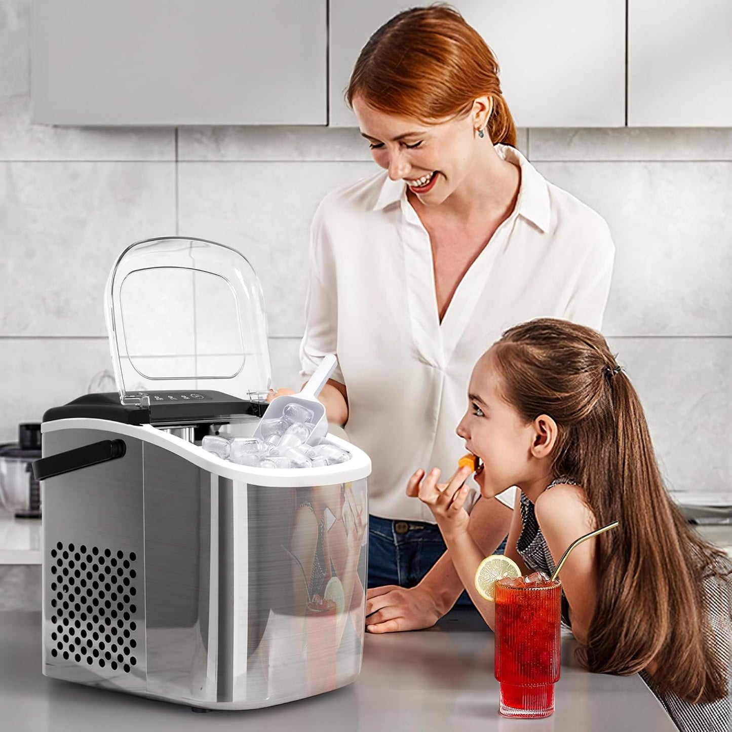 Efficient Countertop Ice Maker: Fast 26 Lbs Daily Production Portable Cube Machine