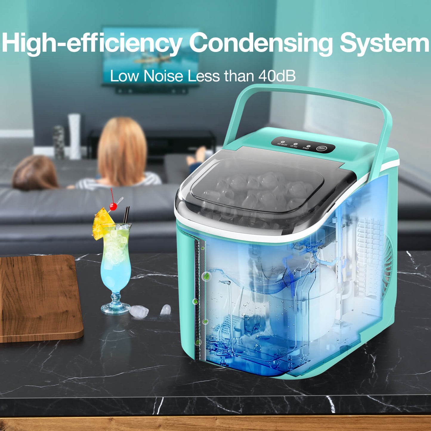 Efficient Countertop Ice Maker: Fast 26 Lbs Daily Production Portable Cube Machine