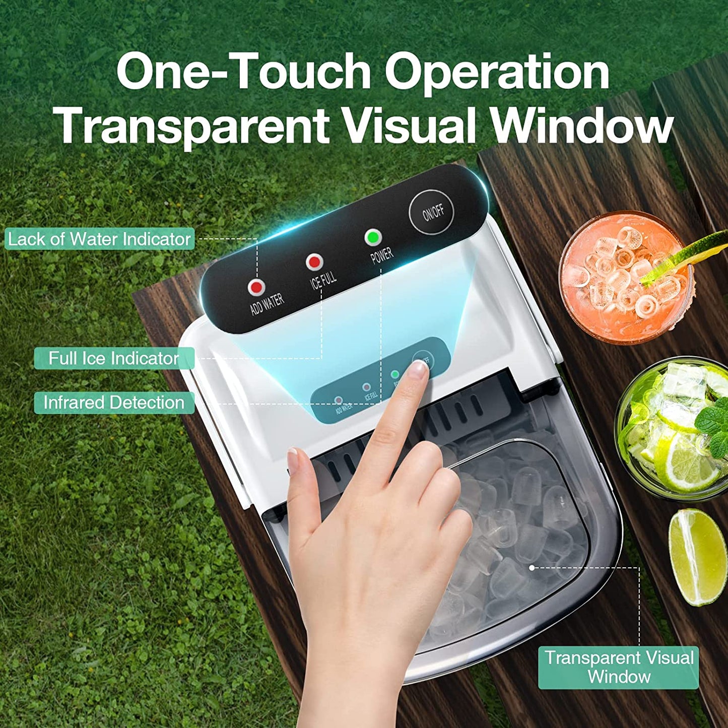 Efficient Countertop Ice Maker: Fast 26 Lbs Daily Production Portable Cube Machine