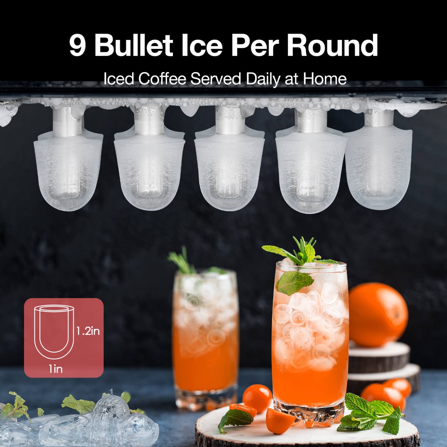Efficient Countertop Ice Maker: Fast 26 Lbs Daily Production Portable Cube Machine