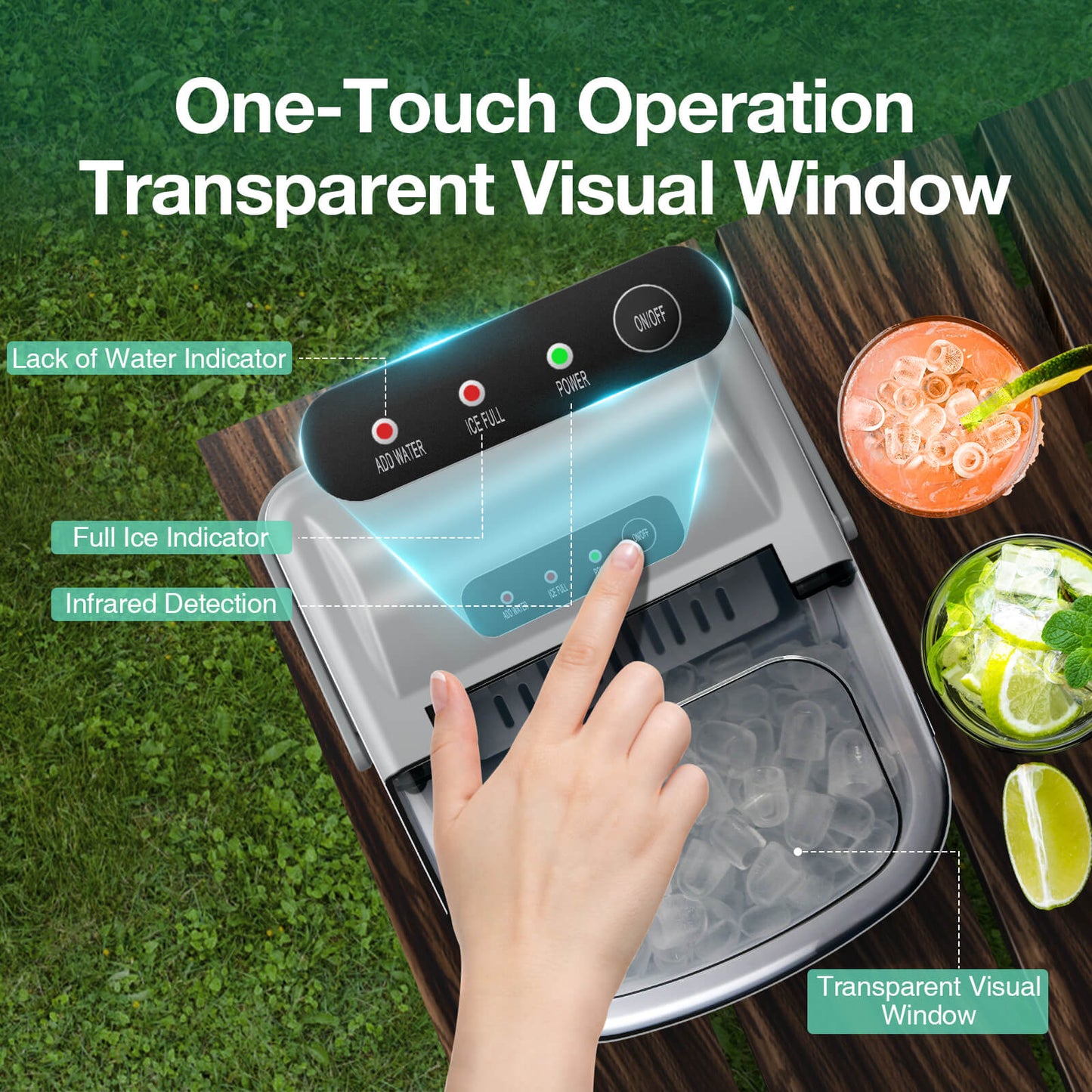 Efficient Countertop Ice Maker: Fast 26 Lbs Daily Production Portable Cube Machine