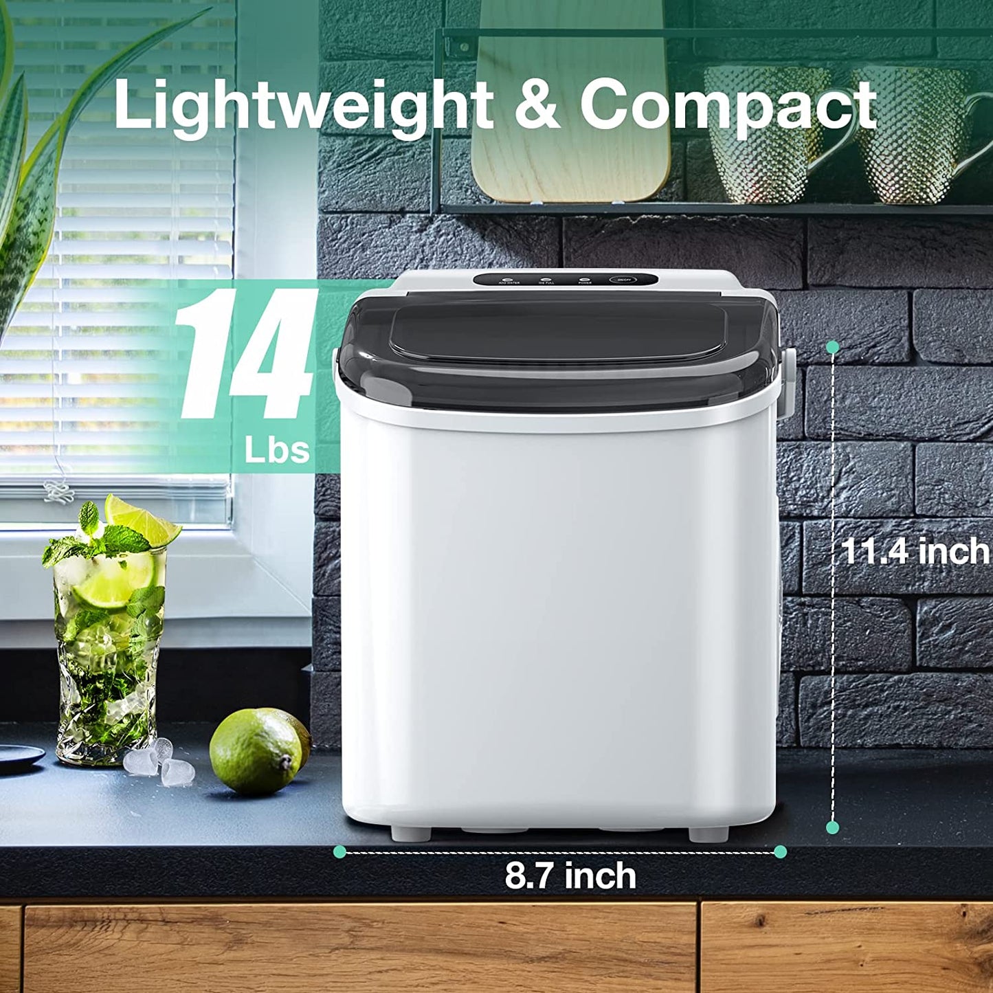 Efficient Countertop Ice Maker: Fast 26 Lbs Daily Production Portable Cube Machine