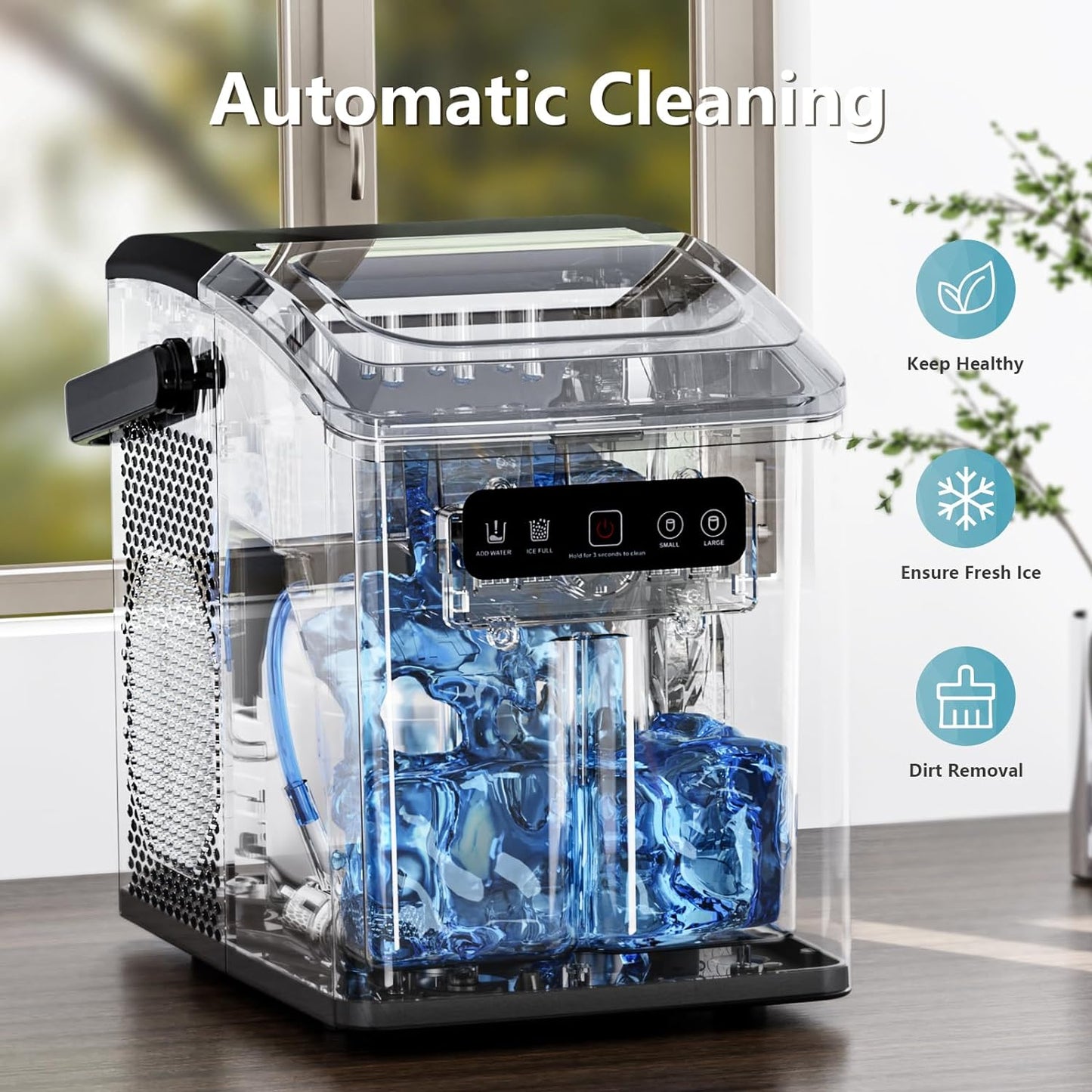 Compact Portable Countertop Ice Maker Machine with Handle for Home RV Camping