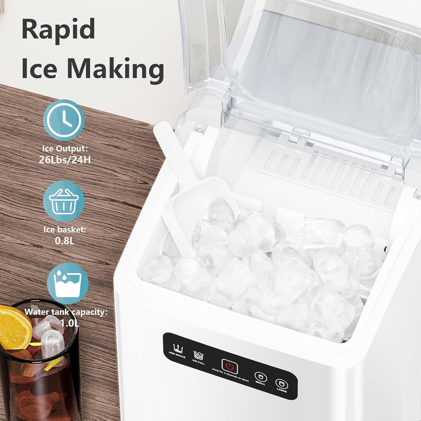 Compact Portable Countertop Ice Maker Machine with Handle for Home RV Camping