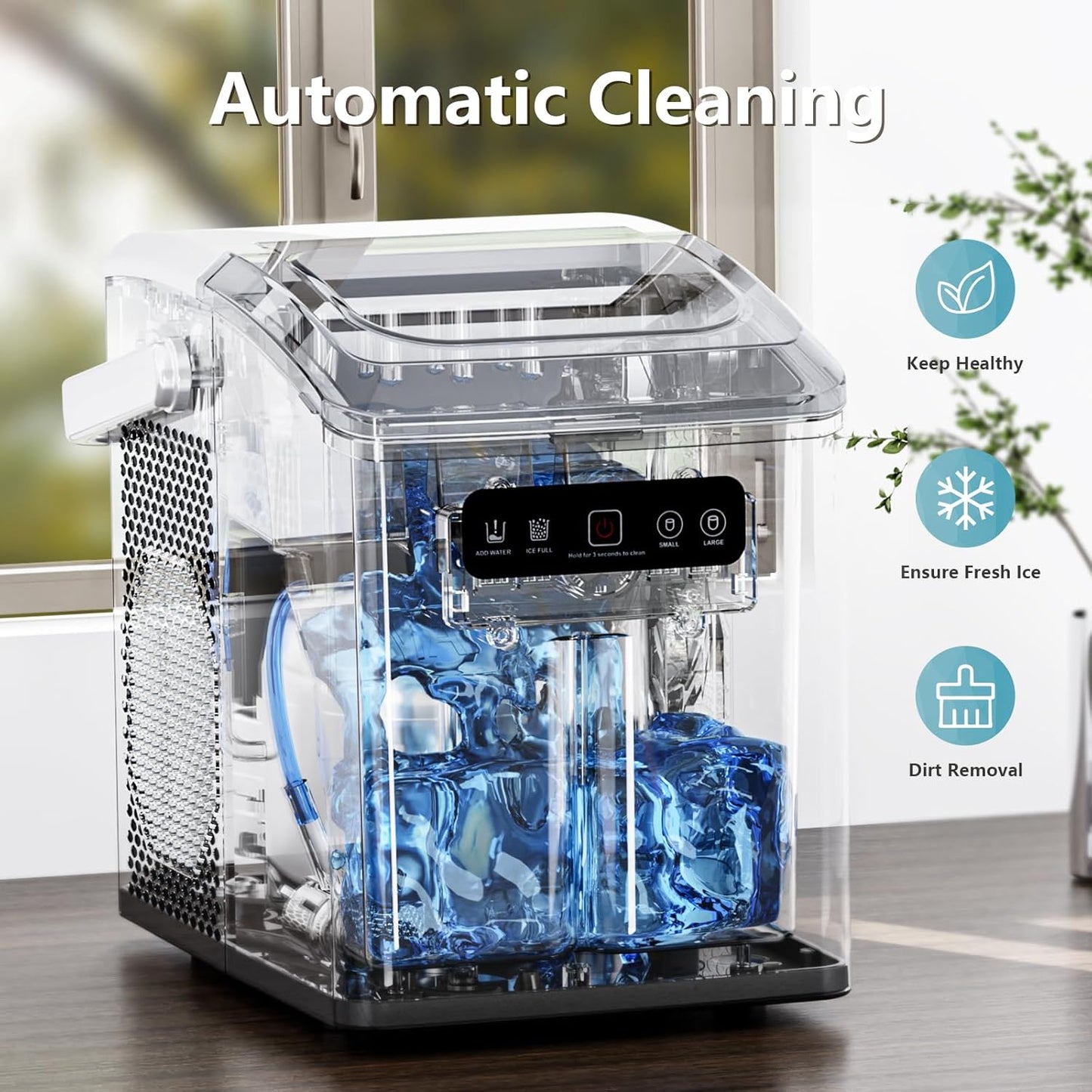 Compact Portable Countertop Ice Maker Machine with Handle for Home RV Camping