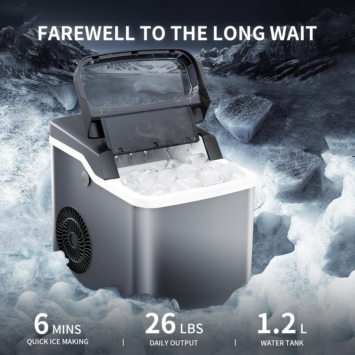 Efficient Countertop Ice Maker Machine: Portable, Self-Cleaning, Fast Ice Production