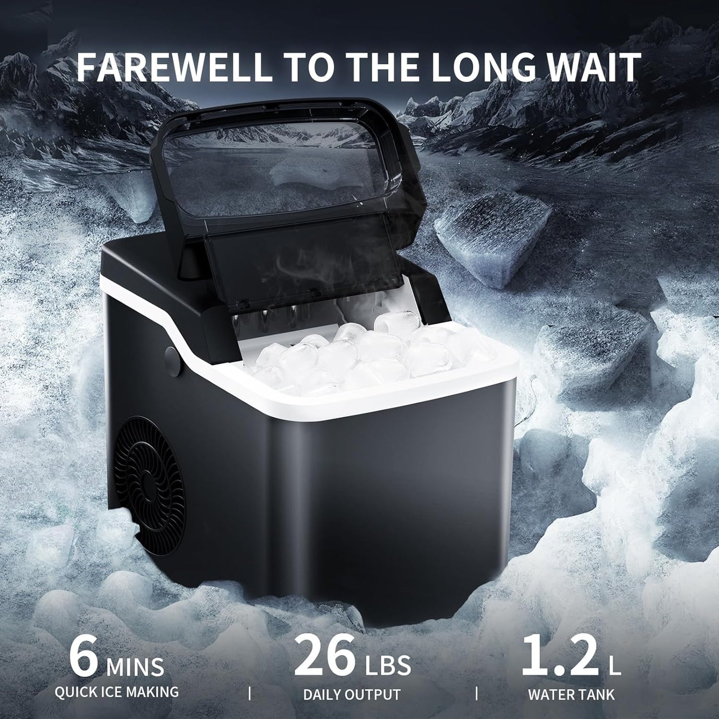 Efficient Countertop Ice Maker Machine: Portable, Self-Cleaning, Fast Ice Production