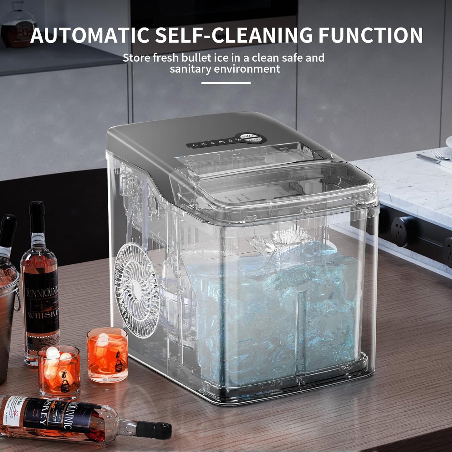 Efficient Countertop Ice Maker Machine: Portable, Self-Cleaning, Fast Ice Production