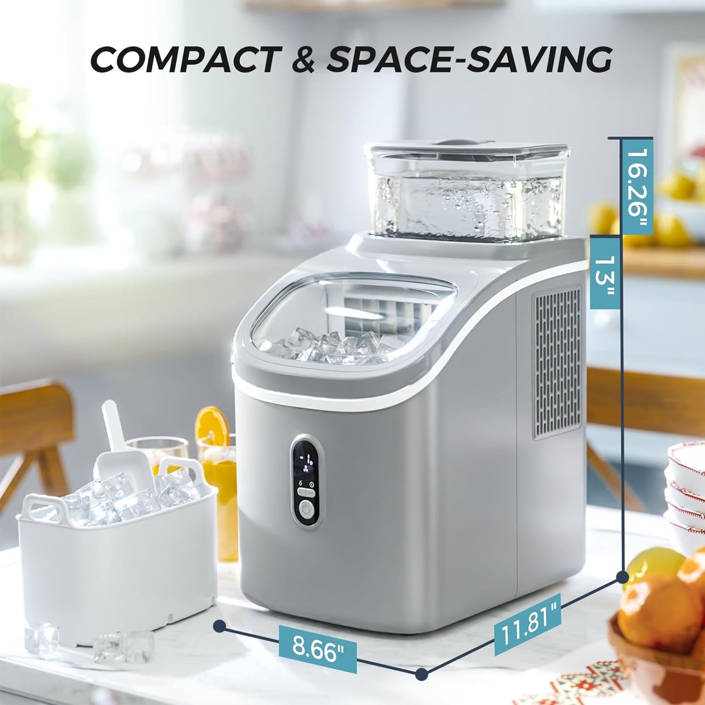 Compact Portable Countertop Ice Maker, Rapid Ice Production, Self-Cleaning, LCD Display