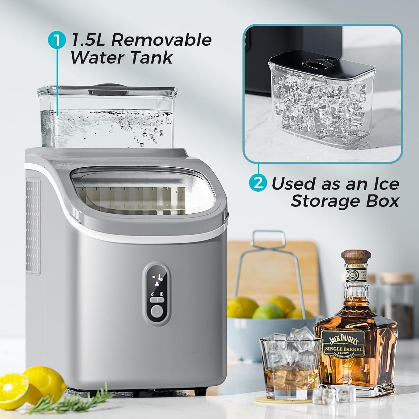 Compact Portable Countertop Ice Maker, Rapid Ice Production, Self-Cleaning, LCD Display
