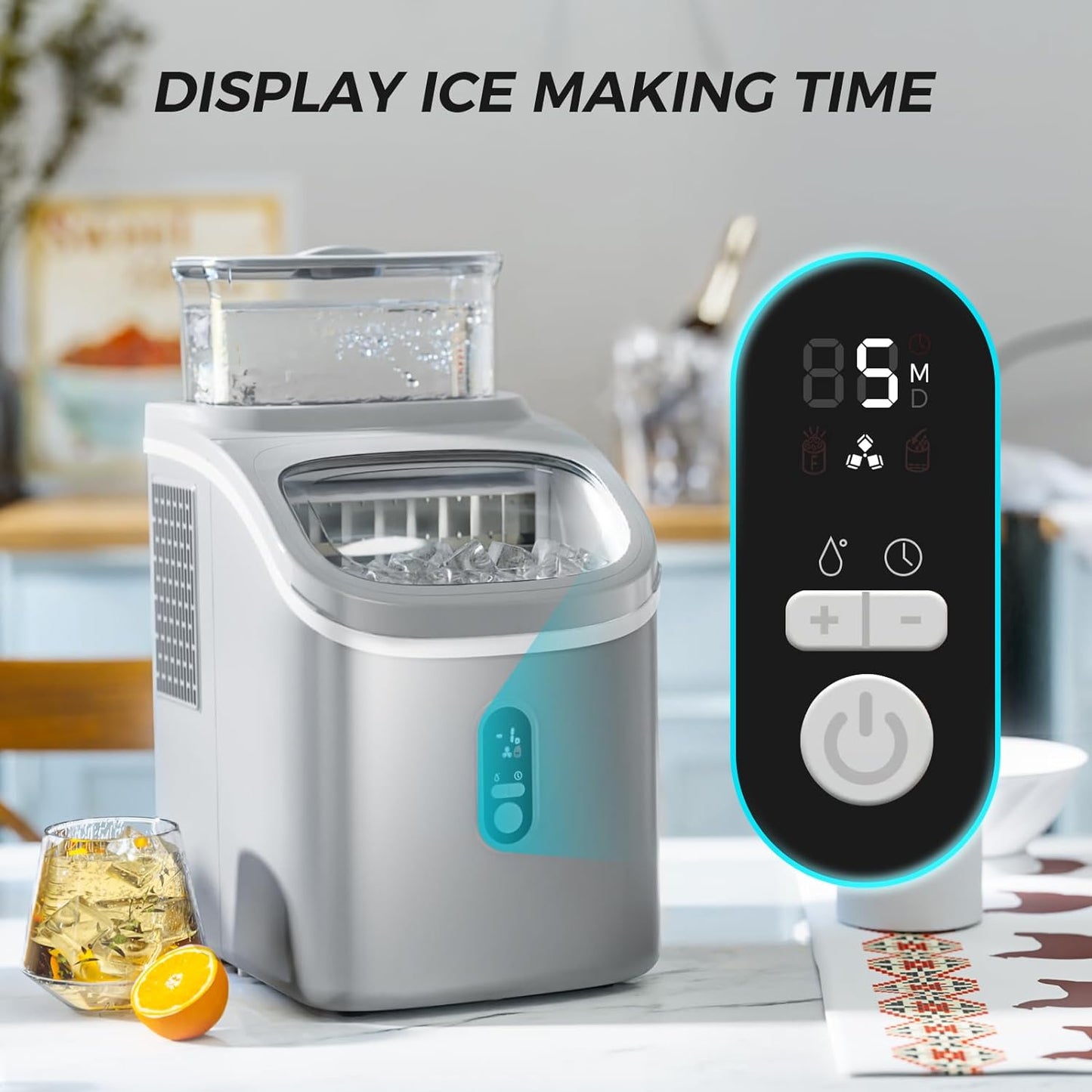 Compact Portable Countertop Ice Maker, Rapid Ice Production, Self-Cleaning, LCD Display