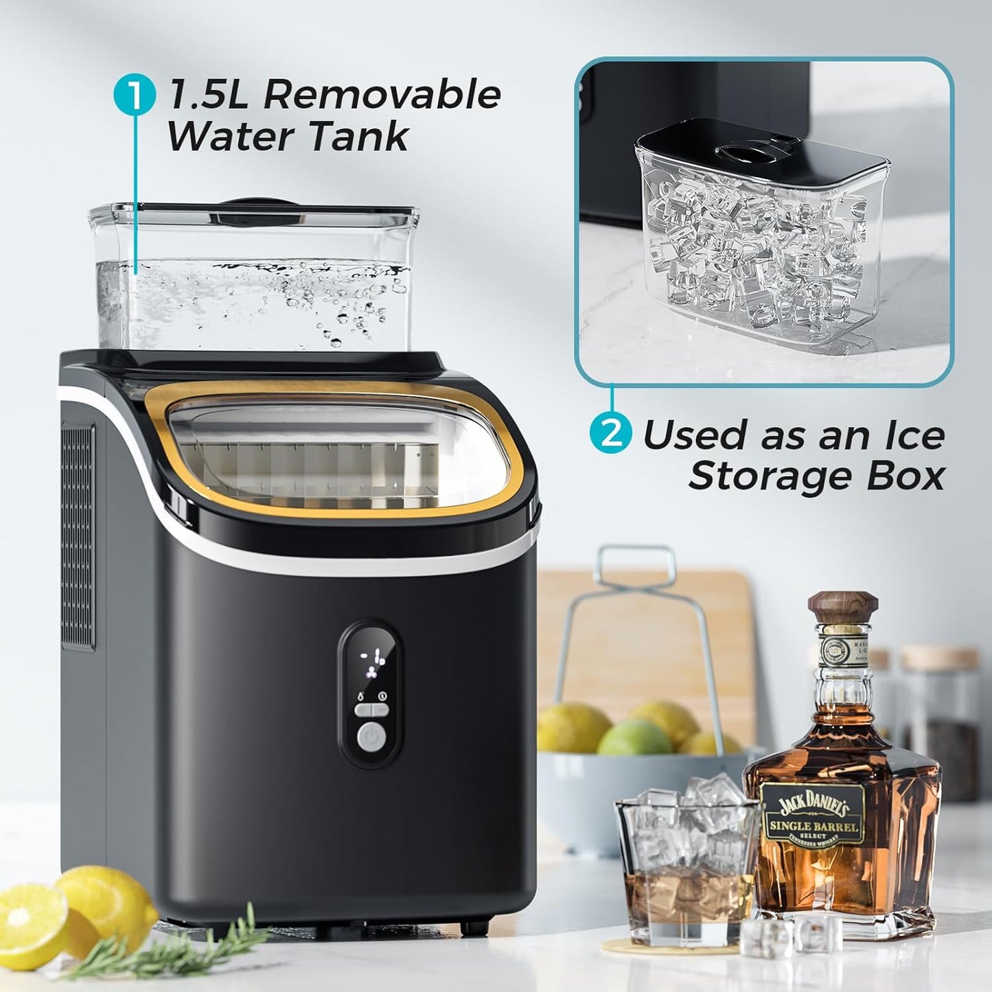 Compact Portable Countertop Ice Maker, Rapid Ice Production, Self-Cleaning, LCD Display