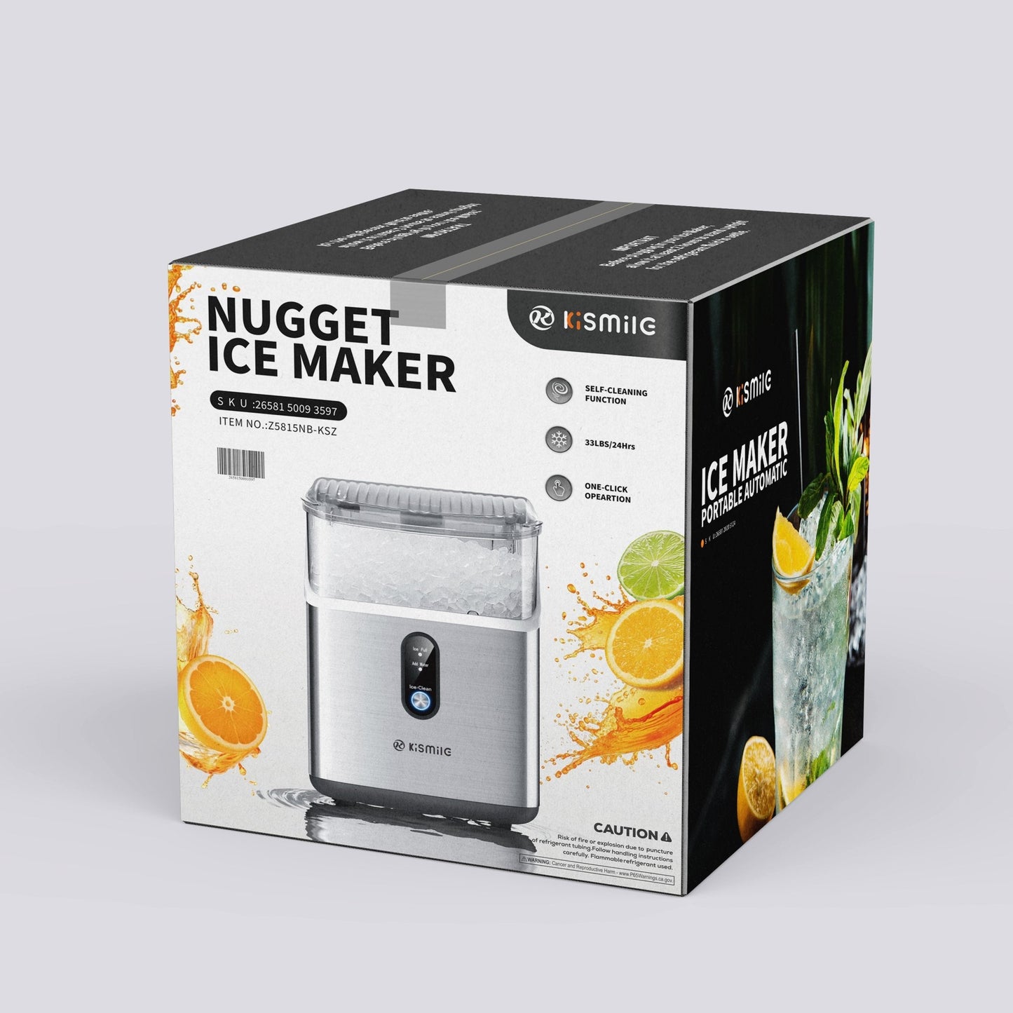 Compact Countertop Nugget Ice Maker, Fast Soft Chewable Pellet Ice Machine
