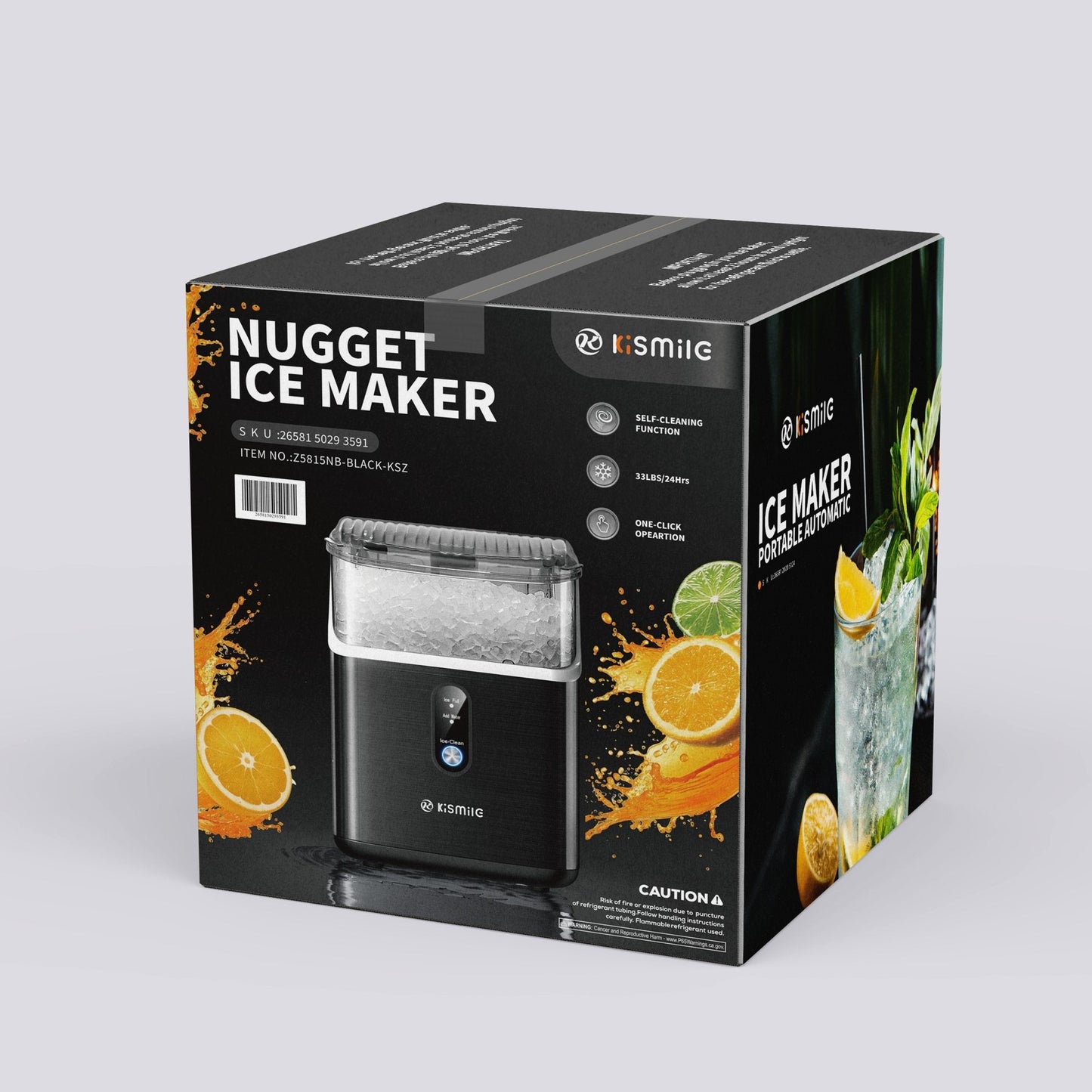 Compact Countertop Nugget Ice Maker, Fast Soft Chewable Pellet Ice Machine