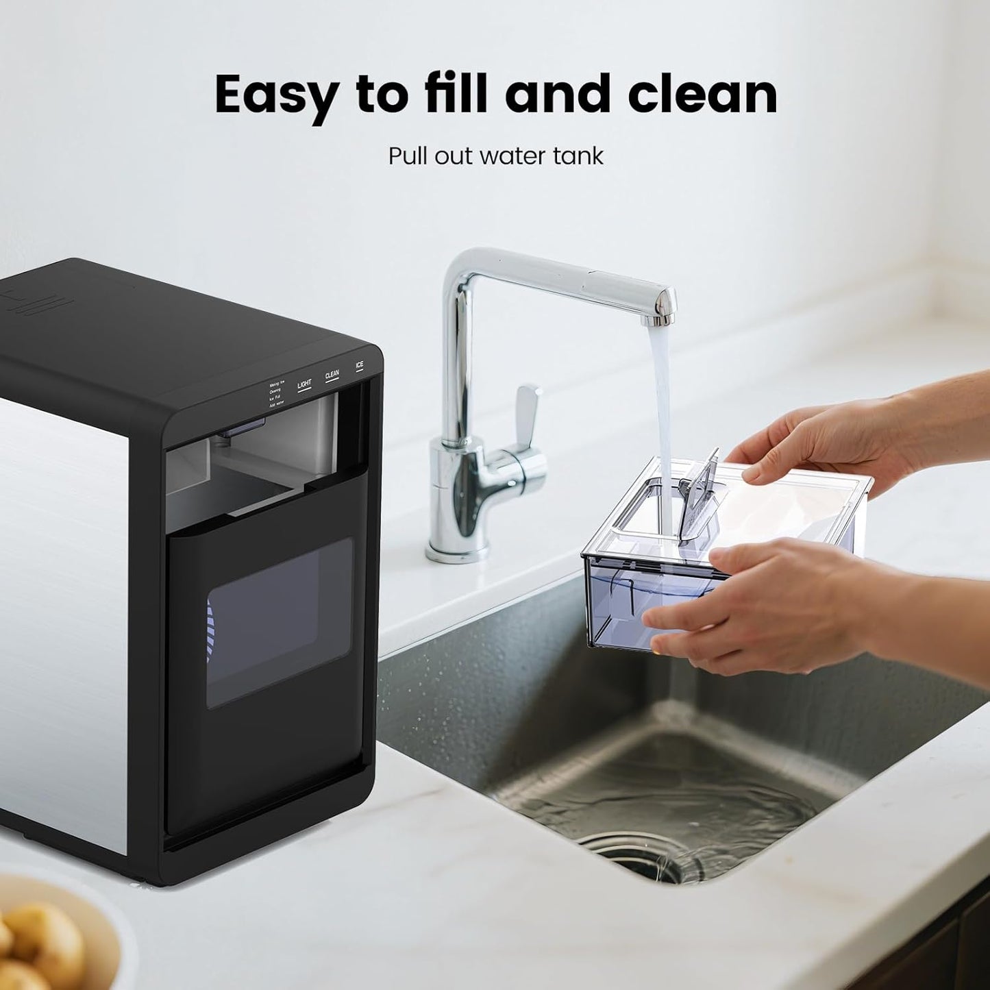 Countertop Nugget Ice Maker, Fast Quiet Self-Cleaning, Portable Compact Design