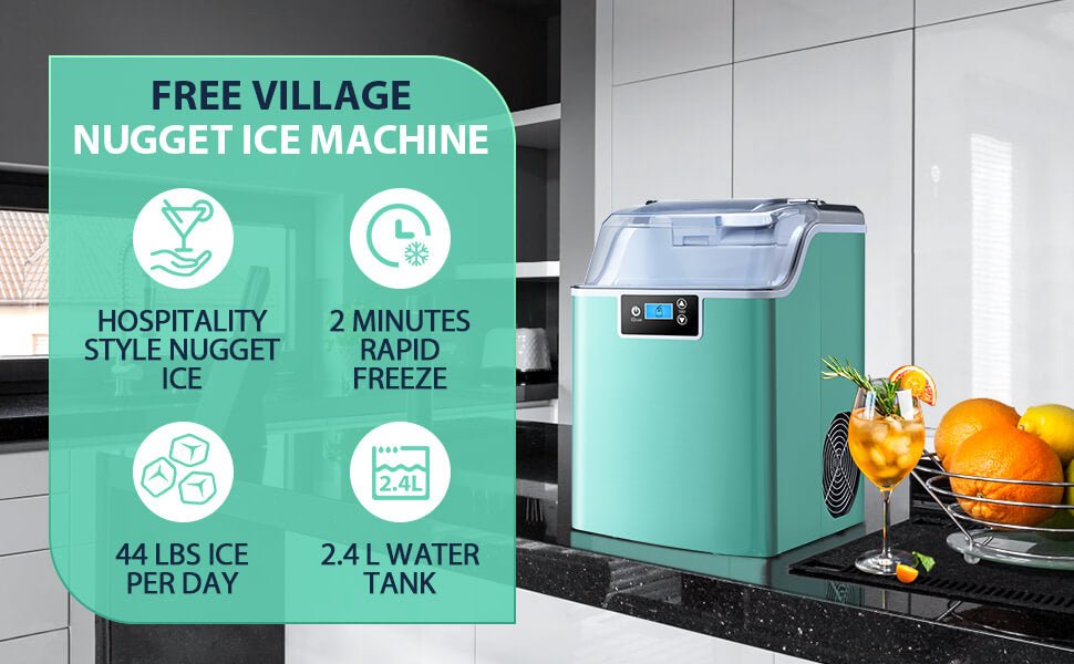 High-Capacity Countertop Nugget Ice Maker: 44lb Daily, Chewable Ice, Self-Cleaning