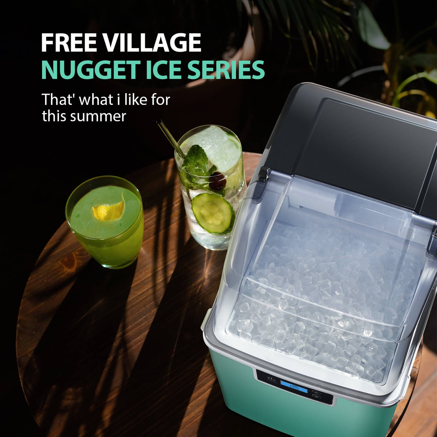 High-Capacity Countertop Nugget Ice Maker: 44lb Daily, Chewable Ice, Self-Cleaning