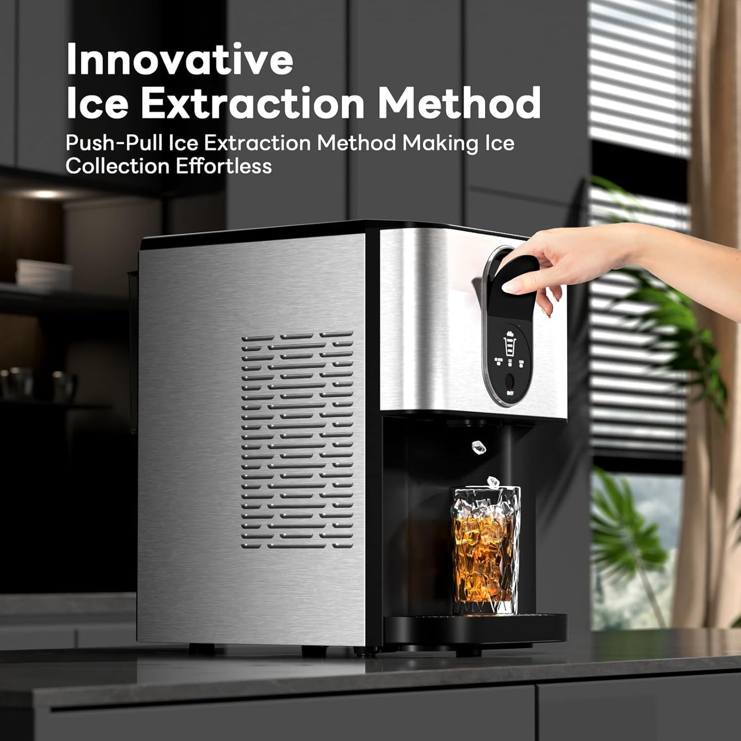 Countertop Nugget Ice Maker, Pebble Ice Machine, Self-Cleaning, 45 lbs Daily Production