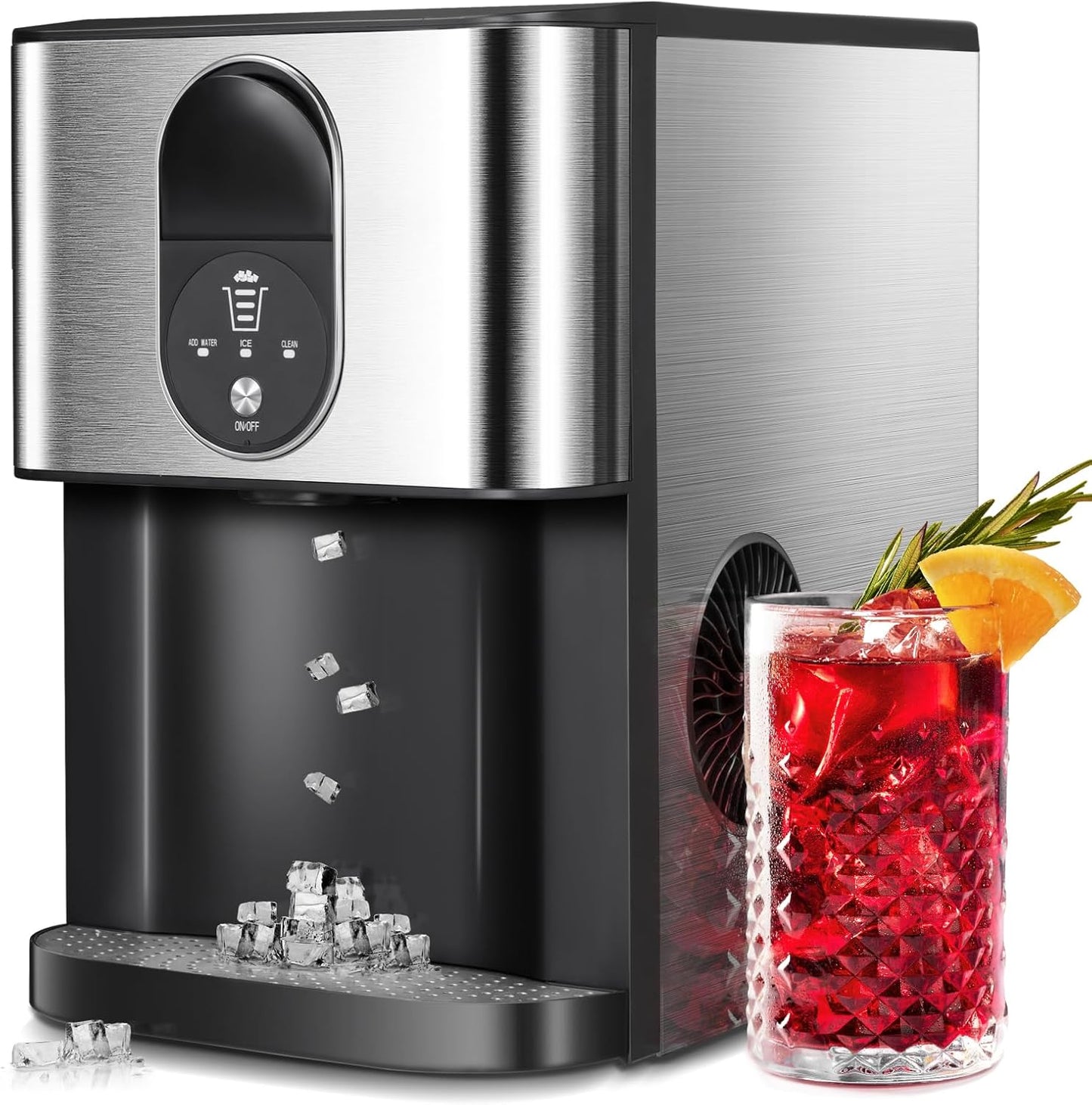 Countertop Nugget Ice Maker, Pebble Ice Machine, Self-Cleaning, 45 lbs Daily Production