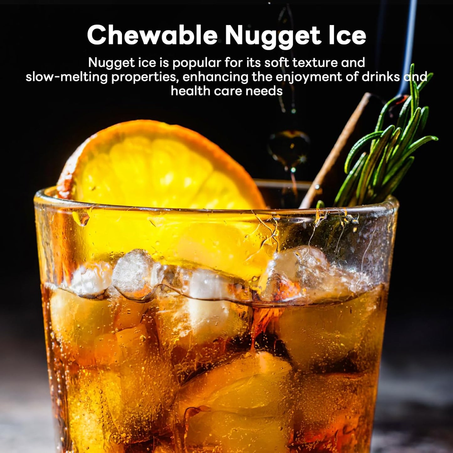 Countertop Nugget Ice Maker, Pebble Ice Machine, Self-Cleaning, 45 lbs Daily Production
