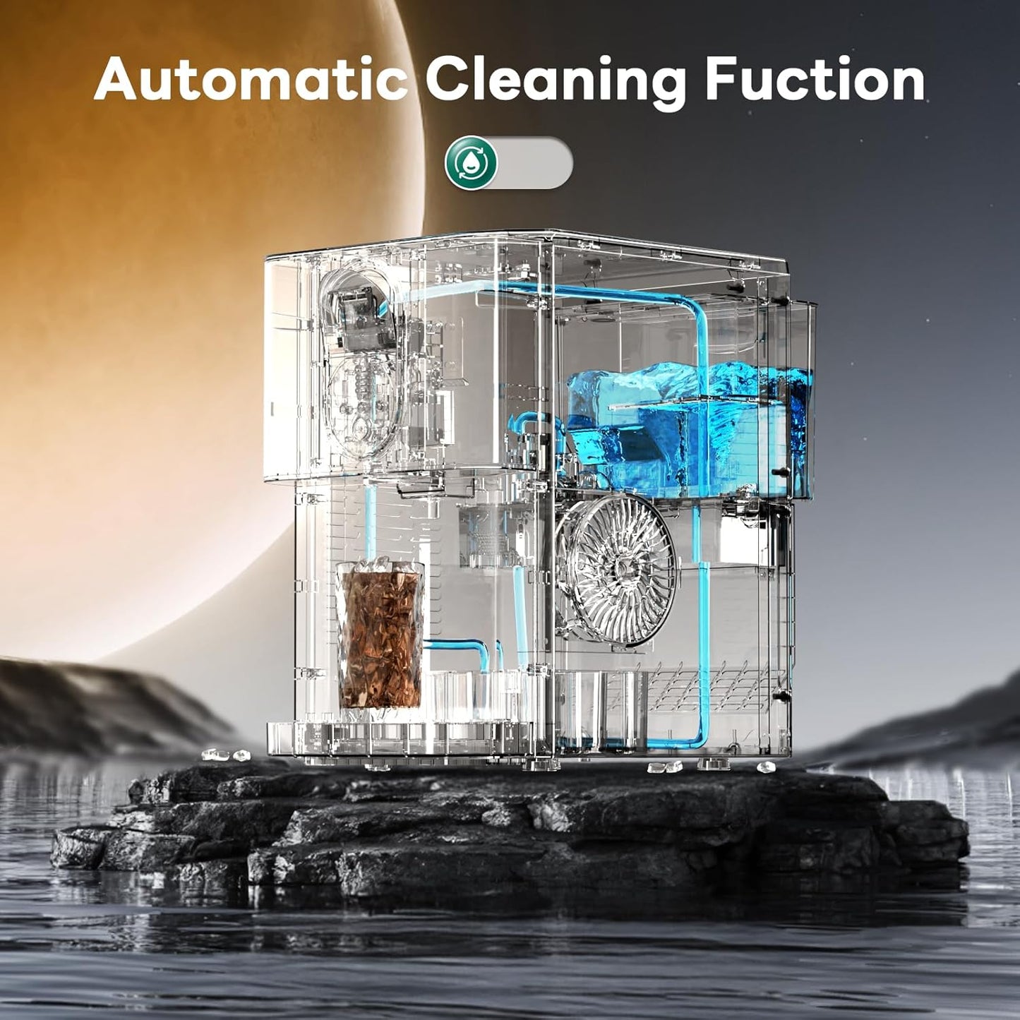 Countertop Nugget Ice Maker, Pebble Ice Machine, Self-Cleaning, 45 lbs Daily Production