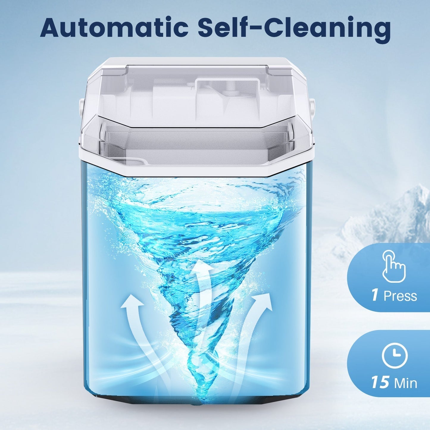 Countertop Nugget Pebble Ice Machine: Fast Production, Soft Chewy Ice, Self-Cleaning
