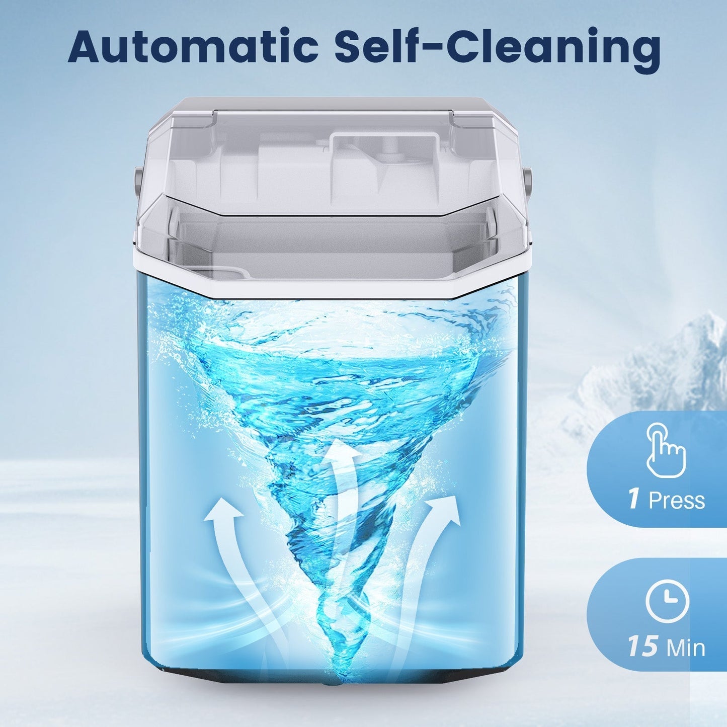 Countertop Nugget Pebble Ice Machine: Fast Production, Soft Chewy Ice, Self-Cleaning