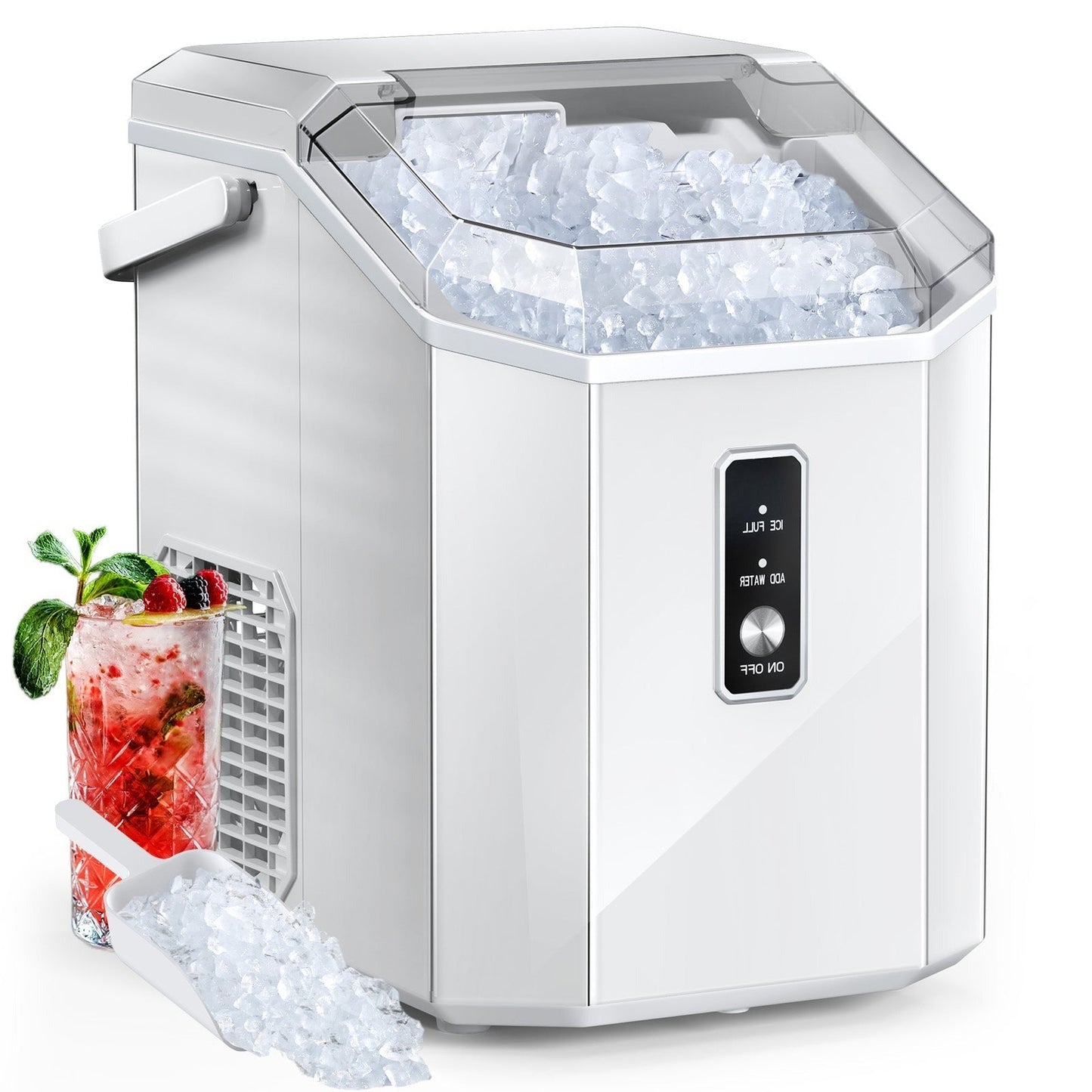 Countertop Nugget Pebble Ice Machine: Fast Production, Soft Chewy Ice, Self-Cleaning