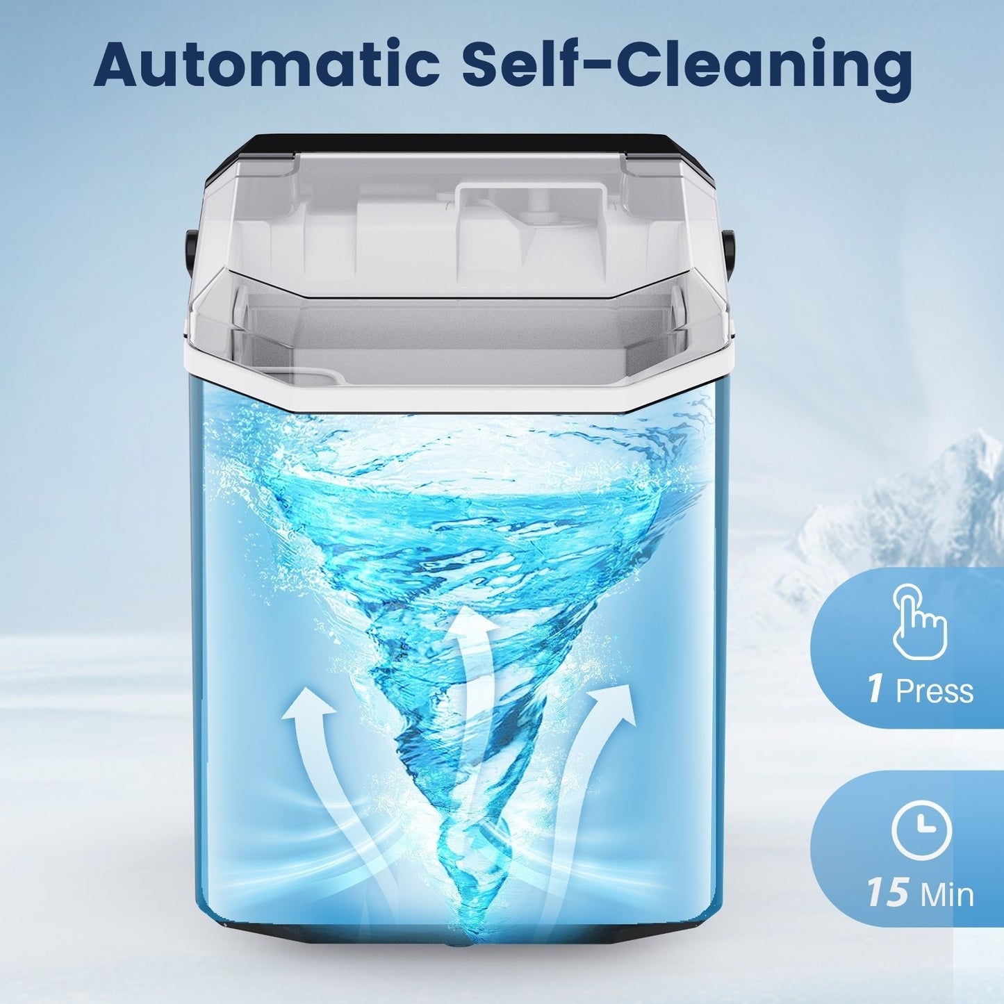 Countertop Nugget Pebble Ice Machine: Fast Production, Soft Chewy Ice, Self-Cleaning