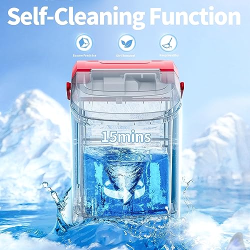 Compact Countertop Nugget Ice Maker, Portable Pebble Ice Machine, Soft Chewable Ice