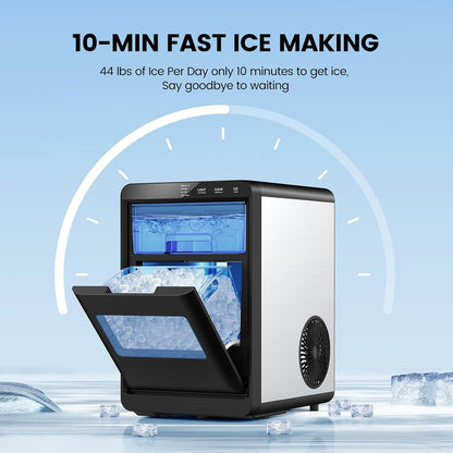 Countertop Nugget Ice Maker, Fast Quiet Self-Cleaning, Portable Compact Design