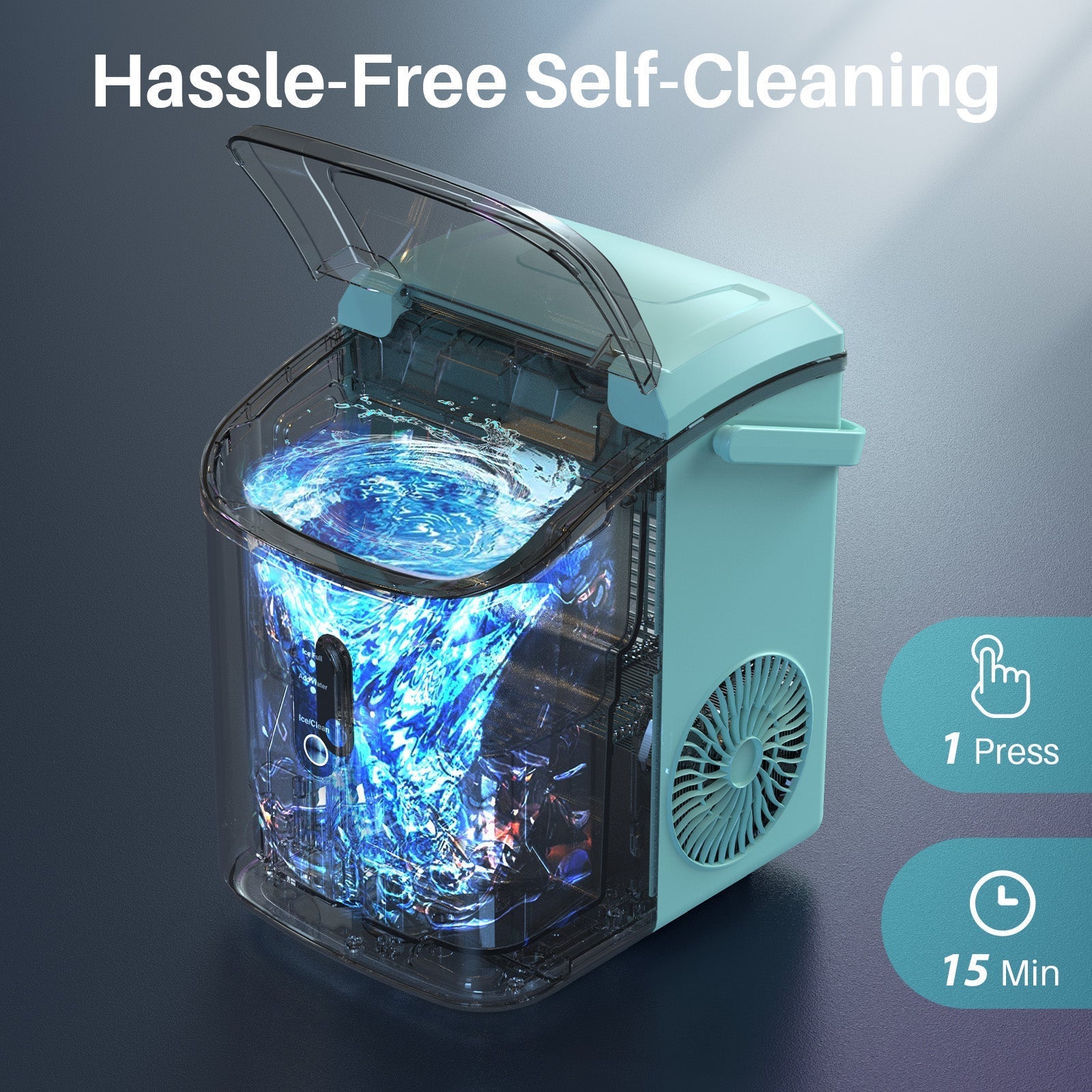 Compact Countertop Nugget Ice Maker, Portable Pebble Ice Machine, Soft Chewable Ice
