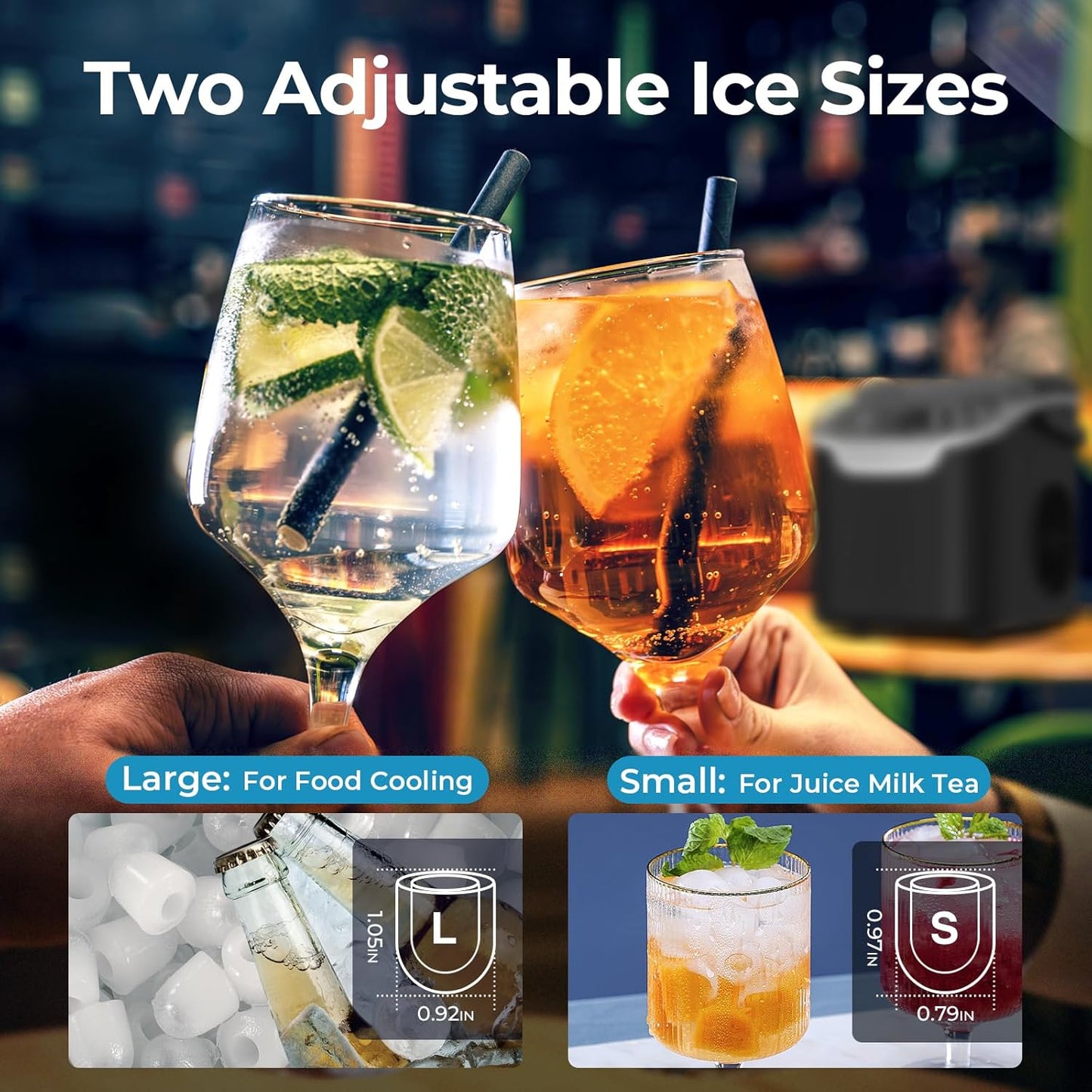 High-Efficiency Countertop Ice Maker: 26 Lbs Daily Output, Fast, Quiet Operation