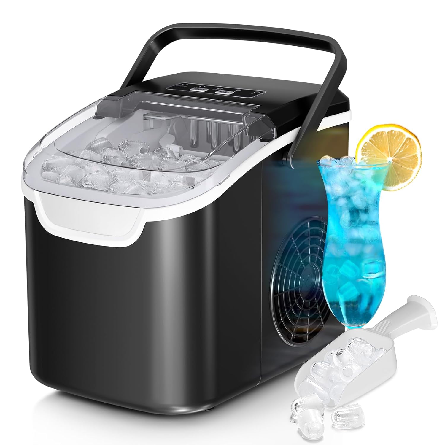 High-Efficiency Countertop Ice Maker: 26 Lbs Daily Output, Fast, Quiet Operation