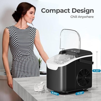 High-Efficiency Countertop Ice Maker: 26 Lbs Daily Output, Fast, Quiet Operation