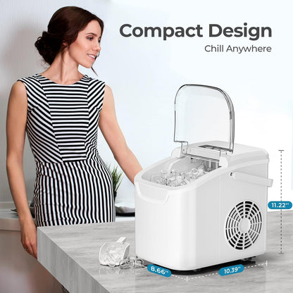 High-Efficiency Countertop Ice Maker: 26 Lbs Daily Output, Fast, Quiet Operation