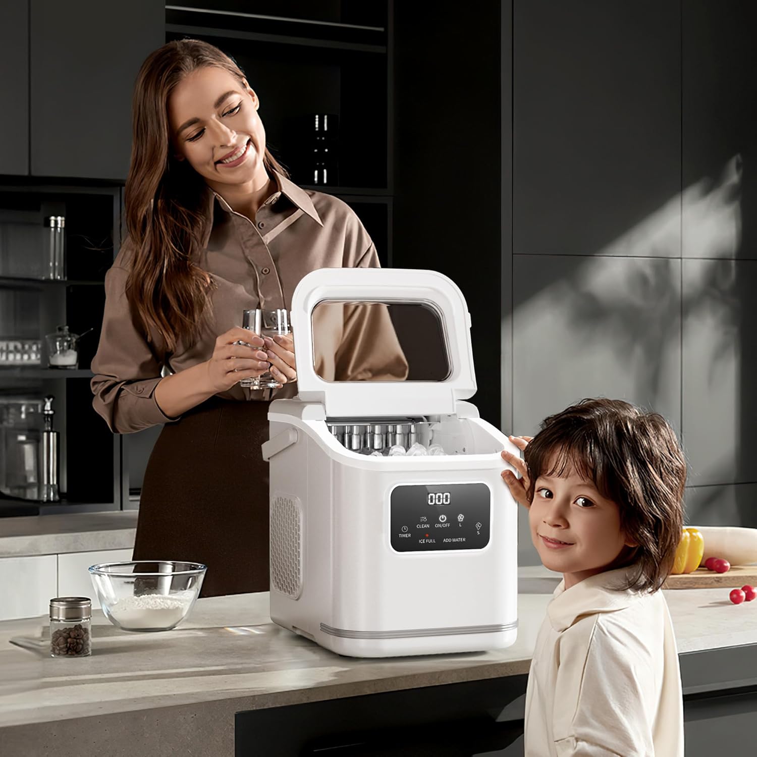 Rapid Countertop Ice Maker: 9 Bullet Cubes in Minutes, Portable & Efficient