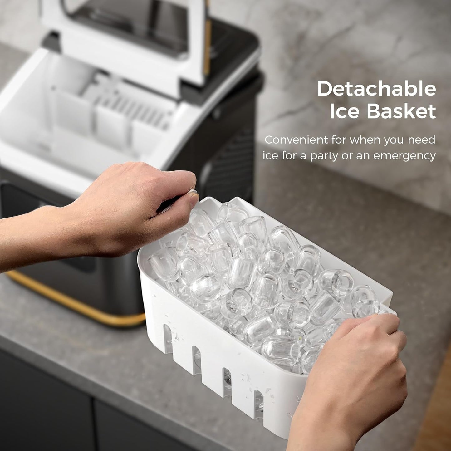 Rapid Countertop Ice Maker: 9 Bullet Cubes in Minutes, Portable & Efficient