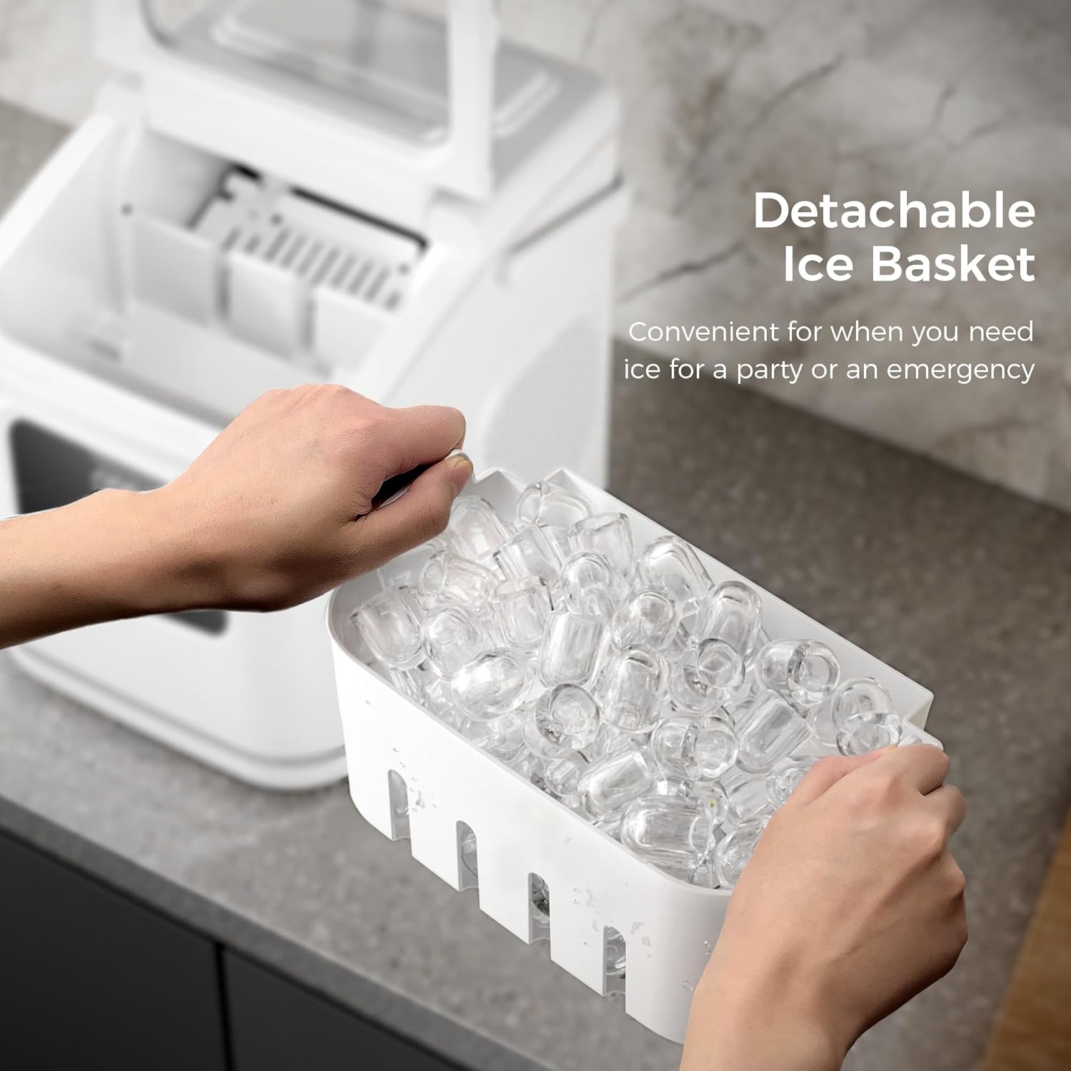 Rapid Countertop Ice Maker: 9 Bullet Cubes in Minutes, Portable & Efficient