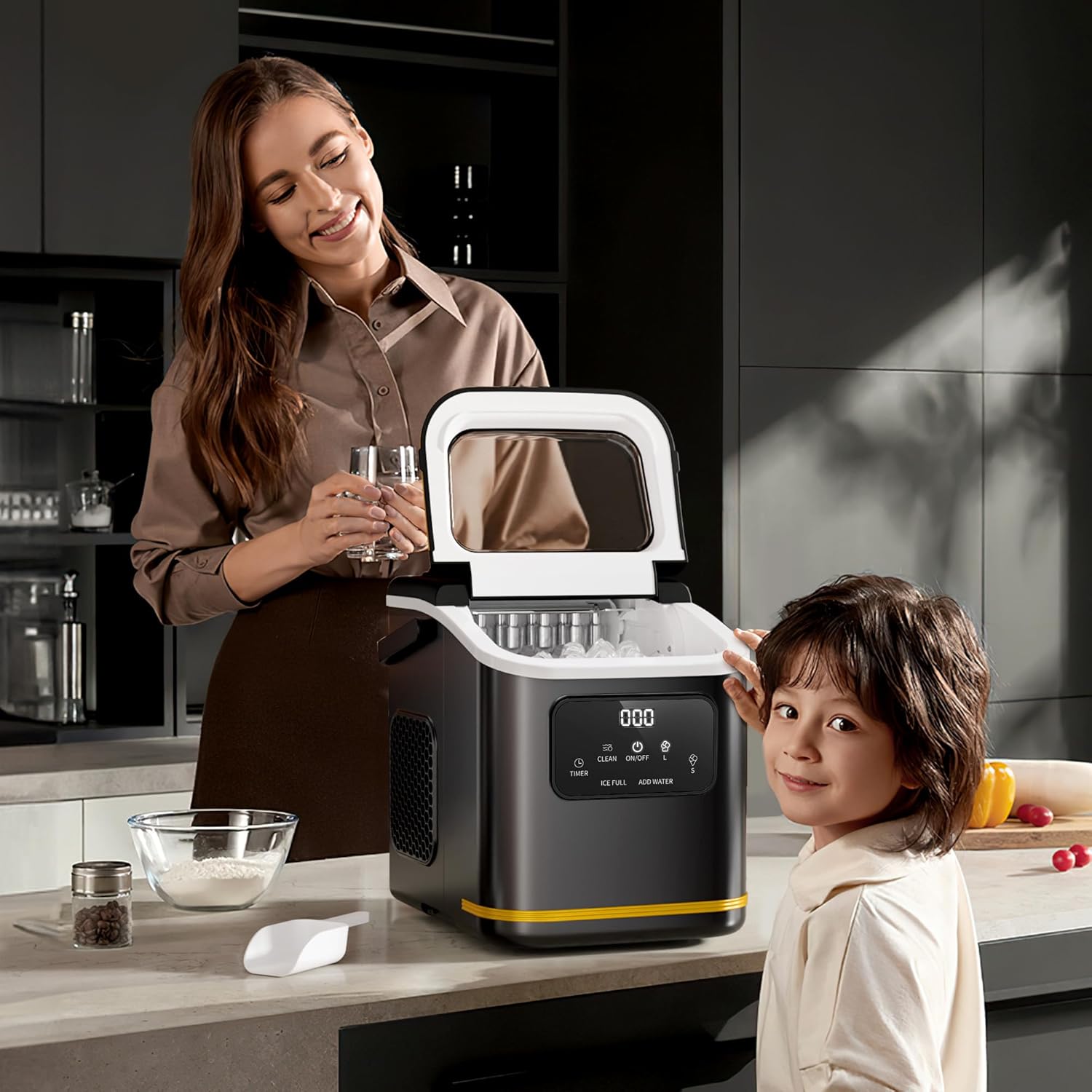 Rapid Countertop Ice Maker: 9 Bullet Cubes in Minutes, Portable & Efficient