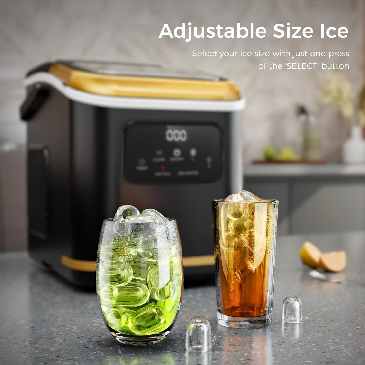 Rapid Countertop Ice Maker: 9 Bullet Cubes in Minutes, Portable & Efficient