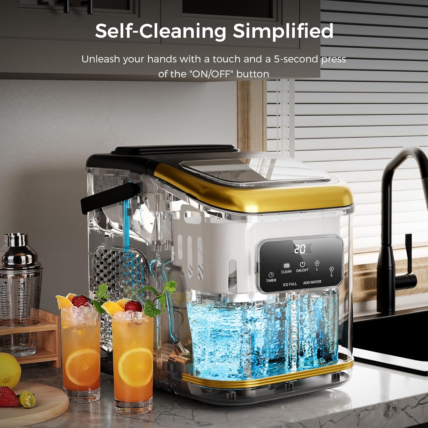 Rapid Countertop Ice Maker: 9 Bullet Cubes in Minutes, Portable & Efficient